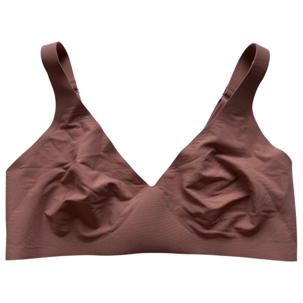 BOMBAS Women's No Show Plunge Bralette Coco Plum Dark Tan Pink Size Medium